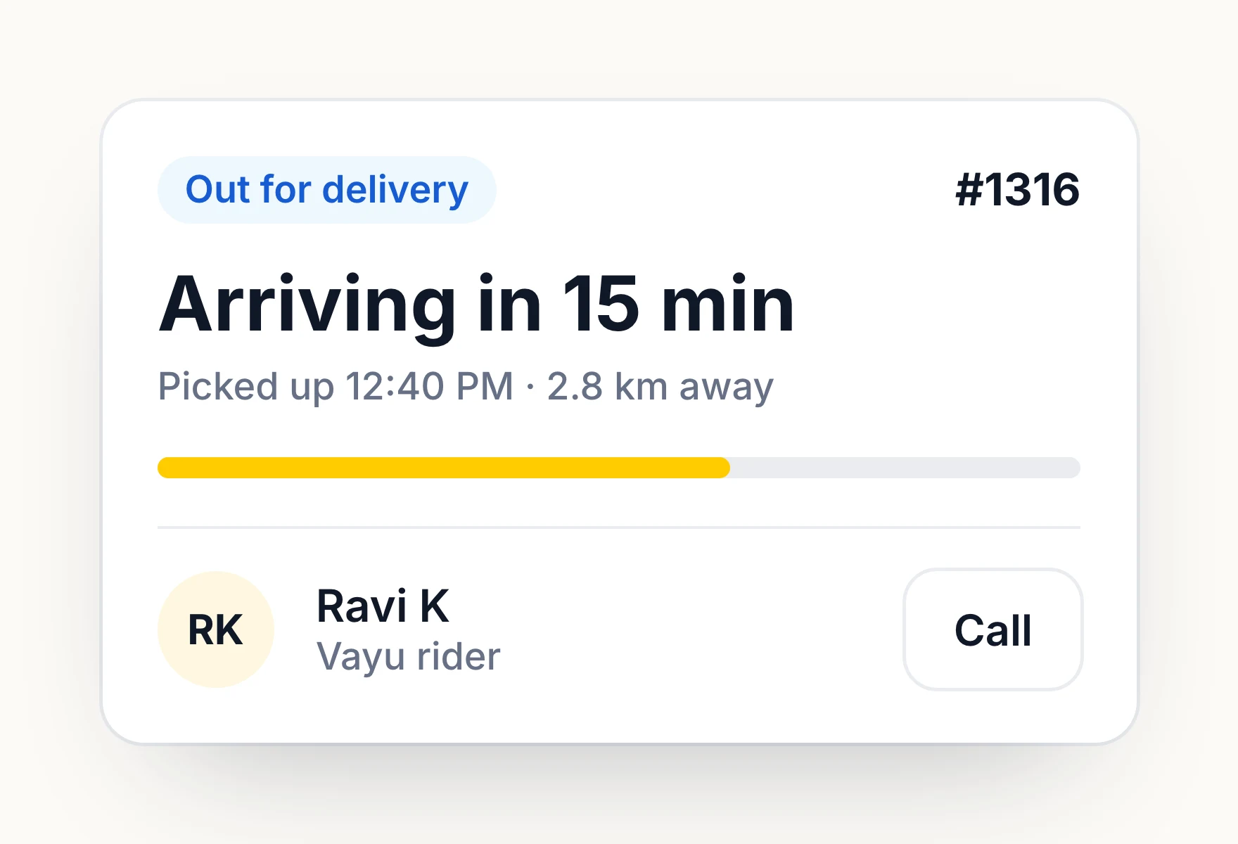 توصيل Vayu في الطريق، يصل خلال 15 دقيقة