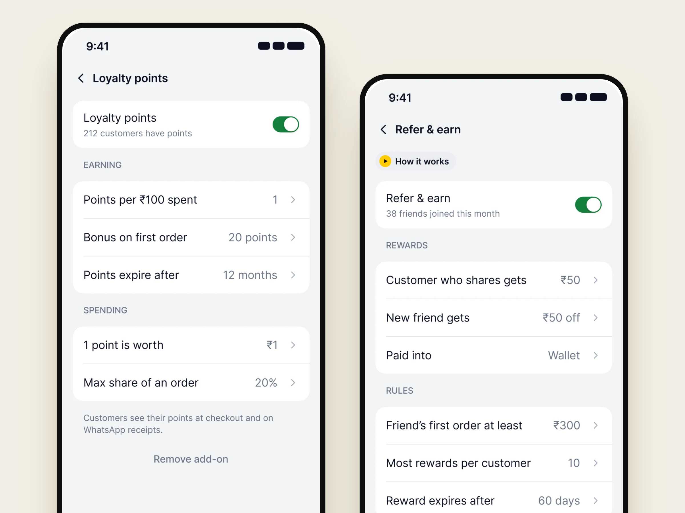 Loyalty points and refer and earn in the Nadi app